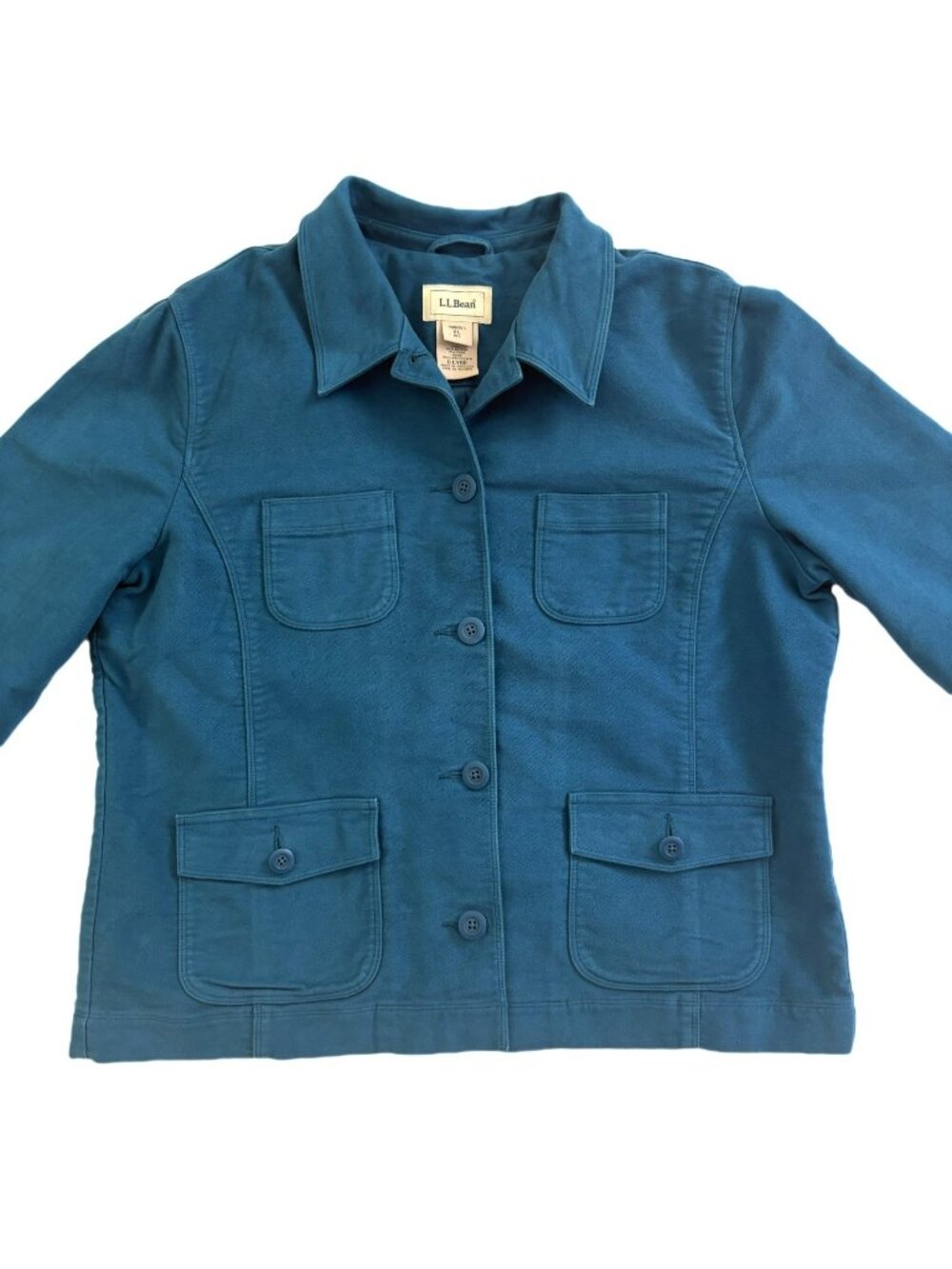 LL Bean Women’s XL Teal Blue Brushed Cotton Field Jacket Chore Coat 0CY88